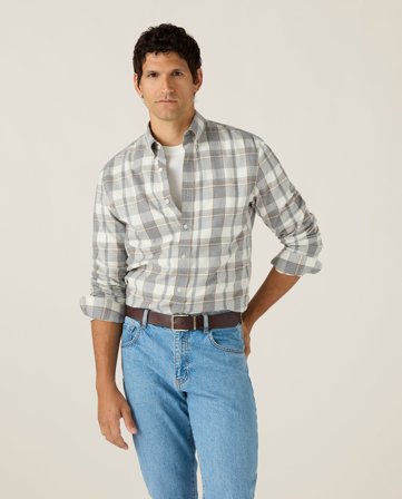 Lexington Casual check flanell b.d skjorte, grå ruter