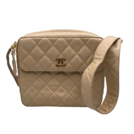 Chanel Vintage, Pre-owned Leather Shoulder Bag Beige, Dames, Maat:ONE Size
