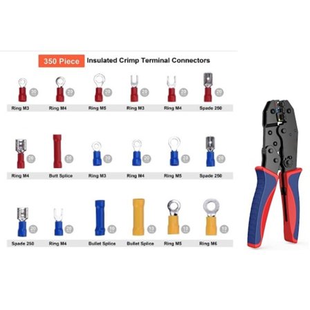 /NN/Krimpverktøy Kabelsko-sett, Kabelskotang, Krimpverktøy, Kabelsko-sett med 350 deler, Elektriske kontakter, Krimp-kontakter,