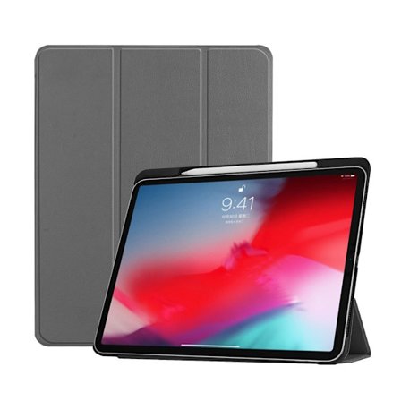 iPad Pro 11 inch (2018) triangel vikbart syntetläder skydssfodral - Grå