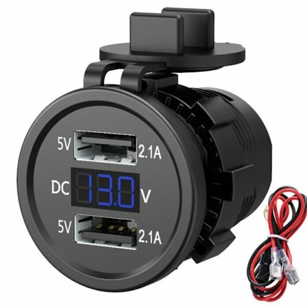 Billaddare 2-vägs Dual Adapter BLÅ