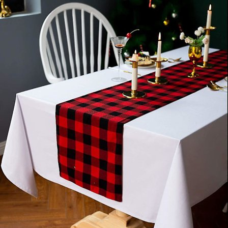 Wekity Rutete Bordløper, Rutete Bordløper Til Bryllup Kjøkken Spisestue Fest Hjem Piknik (Rød Og Svart, 13"108")