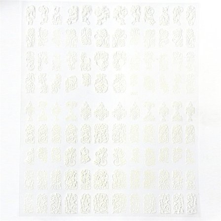 108PCS Metall Nagelkonst Dekal Fototerapi Nagel Dekoration 8 Färger Dekal Vit