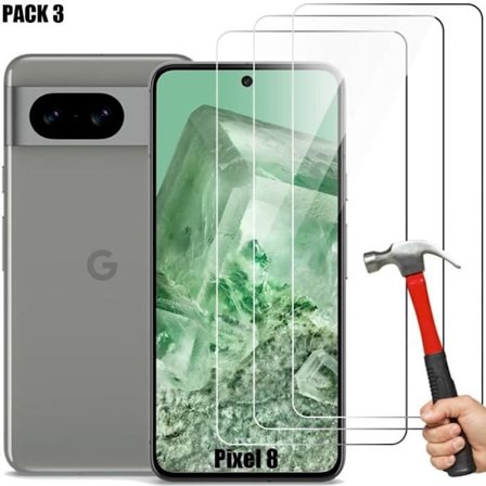 Skärmskydd - Google - Pixel 8 - Härdat glas - 3 stycken - Stötsäkert transparent