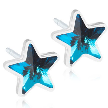 Blomdahl Örhängen Medical Plast MP STAR 6 MM, AQUAMARINE