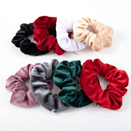 Women Velvet Zipper Elastic Hair Bands Rope Scrunchies Tie-dye Scrunchy Headwear
