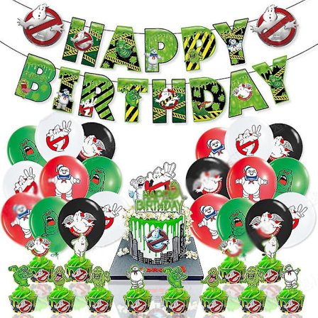 The Ghostbusters tema Grattis på födelsedagen Party Ballong Banner Cupcake Cake Toppers Kit Dekor