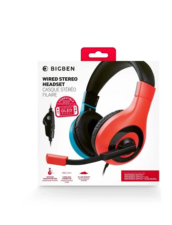 BIG BEN Wired Stereo Headset Red + Blue - Black - ONE SIZE