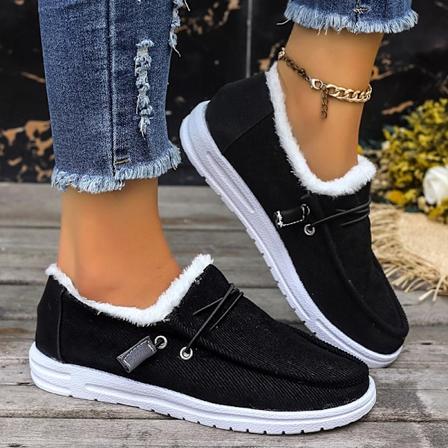 Platform Sneaksko til Kvinder Mode Sko Kvinder Slip On Kvindersko Casual Ankelstøvler Flade Plys Botas Mujer Vinter Sko Black 38