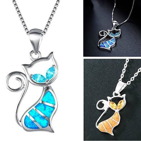 Ghyt Vedhæng Kat Halskæder Kreative Dyr Halskæder Kvinder Piger Fest Tilbehør Forsyninger, Sæt Af 3stk-blå,orange,hvid