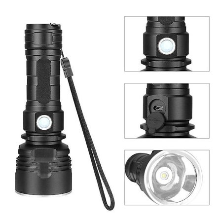 Lommelygte P50 i aluminiumlegering - USB-genopladelig lommelygte til udendørs brug med stærkt lys P70(D)