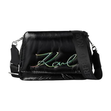 Karl Lagerfeld, Signature Soft Shoulder Bag Czarny, Kobieta, Rozmiar: ONE Size