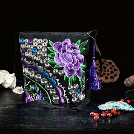 Axelväska i etnisk stil Broderi Crossbody-väska D D