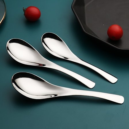 Sjetter av tykke suppe-skjeer, Premium rustfritt stål suppe-skjeer, serveringsskjeer, sett med 6