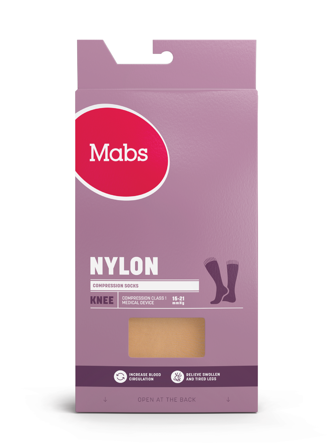 Mabs Nylon Knestrømpe Klasse 1, Small, sand, 1 par