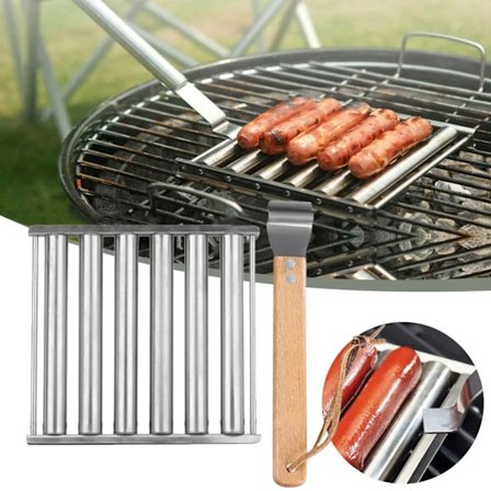 Grill Korv Grillning Rack Vält BBQ Picknick Camping BBQ Hot Dog Grill Panna