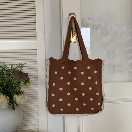 Stickade handväskor för kvinnor Retro Wool Woven Bag Shopping Bag