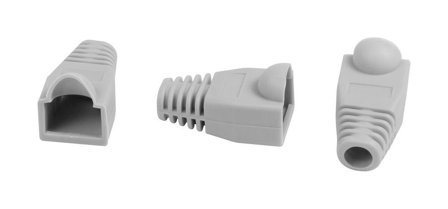 SYNERGY TP-Stecker TP, S-UTP,zbh.Tülle, Grau, 100Pack, OD 6,5mm, Synergy21,
