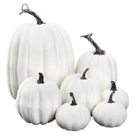2025 Halloween Hvid Kunstig Græskar Dekoration Skum Græskar Skrivebord Core Thanksgiving Halloween Dekoration 7 Stykker