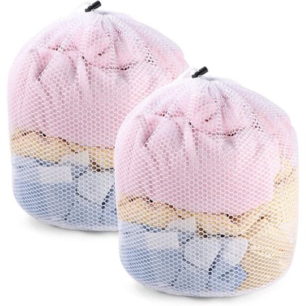 2 stk klesvasknett, 40 x 50 cm klesvaskposer med snøring gjenbrukbare