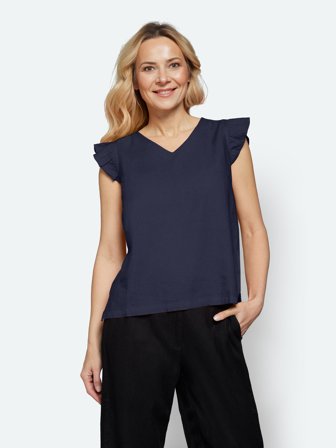 SIGNATURE - Hør Top - Navy