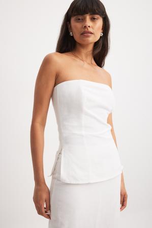 Chloé Schuterman x NA-KD Bandeau-topp med slitsdetalj - Sommarkläder - Vit - EU 44