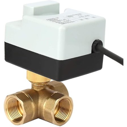 Motorisert manuell kuleventil, AC220V DN20 G3/4 elektrisk messing 3-veis kuleventil med koblingsfunksjon for oppvarming ventilasjon, metallkobling