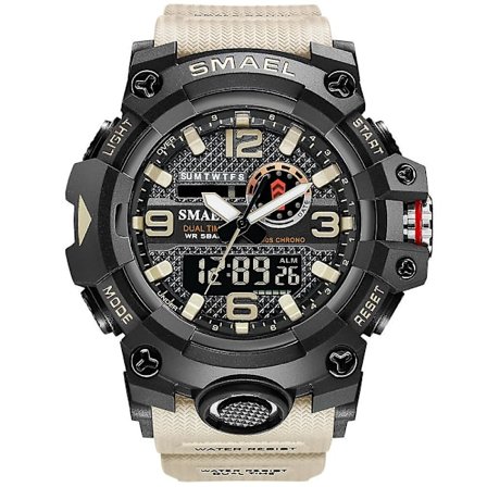 Smael Digital Herr Militär Klockor Dual Time Vattentät Lyx Topp Watch Herr Sport Led Quartz Analog Armbandsur Herr