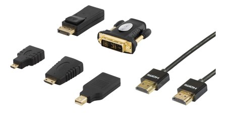 Deltaco HDMI-251 - sett for HDMI-kabel med Ethernet - DisplayPort / HDMI / DVI - 2 m