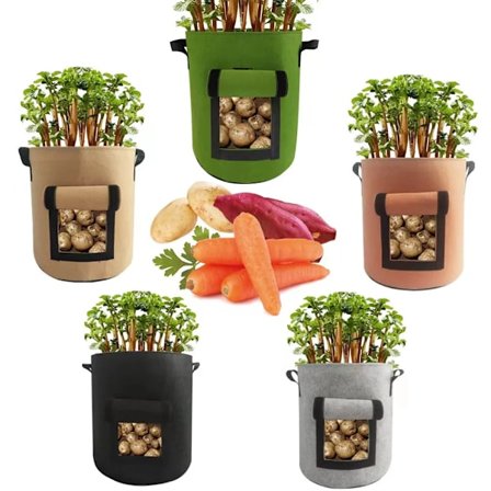 5 Gallons/7 Gallons/10 Gallons Felt Potato Planting Bag Strawberry Flowerpot Tomato Peanut Plant Growing Bag