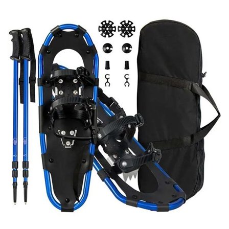 Snösko med stavar, damasker och bärväska