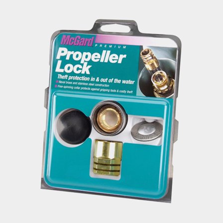 McGard Propellerlås 5/8x11 för Johnson/Evinrude i härdat rostfritt stål med stöldskydd och roterande krage, silver