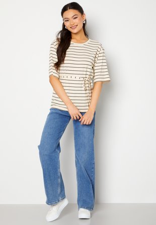 Happy Holly Kenia rib top Cream / Striped Klær