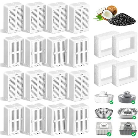16 Pack Ersättningsfilter för 360° CupCake Keramisk Djurfountain, Kattvattenfontänfilter, Trippelfiltrering Djurfountainfilter, Keramisk Kattfontän