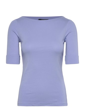 Lauren Ralph Lauren Stretch Cotton Boatneck Tee - Purple - L