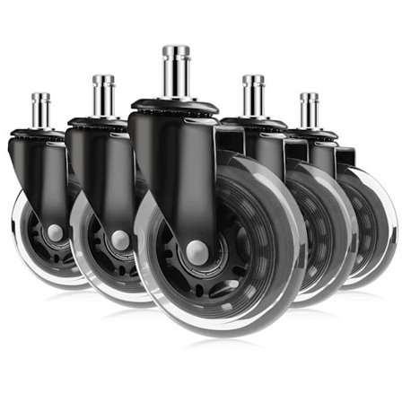 5 stk. Gummi Kontorstol Hjul 11mm x 22mm, 360° Rotation til