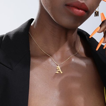 Ancient Letters Halsband Rostfritt Stål Ketting Old English A-Z Initial Pendant Halsband Smycken Bijoux Femme
