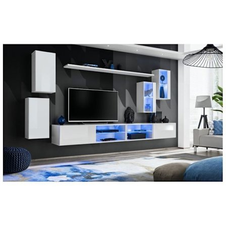 Seinä-tv-hylly Switch XXV - L 280 x P 40 x H 140 cm - Valkoinen