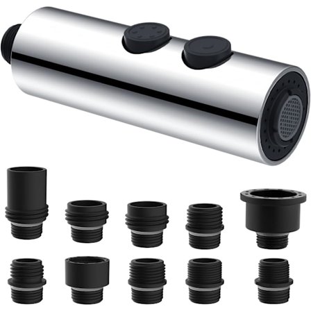 Metallista valmistettu keittiöhanan suihkupään vaihto 10 sovittimella, vedettävä lavuaarin suihkupää, 2-toiminen suihkusuutin yhteensopiva Moen, 