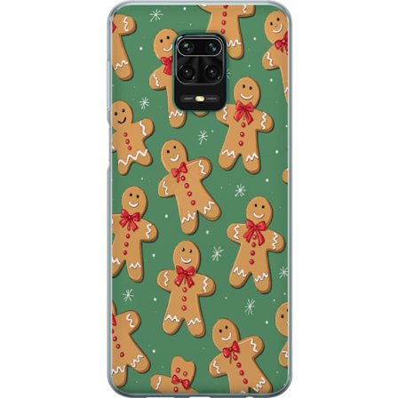 Kompatibelt Mobilskal till Xiaomi Xiaomi Redmi Note 9 Pro Pepparkaksfigur julmönster grön bakgrund vinterdesign