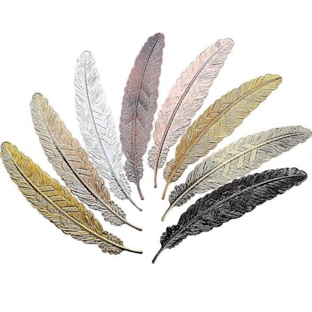 8 Stykker Metall Fjær Bokmerker Blandede Metall Bokmerke Fjærform Bokmerke for Voksne og Barn