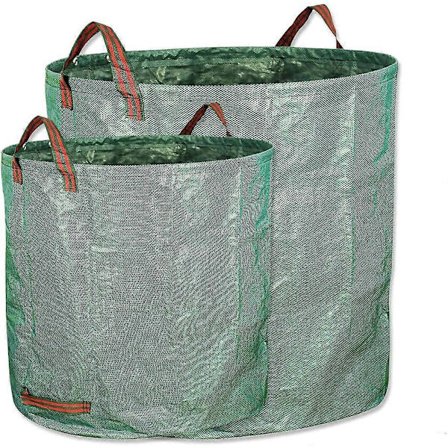 Set med 2 80 gallons trädgårdsavfall löv påsar, sopsäckar, container i en mörkgrön påse