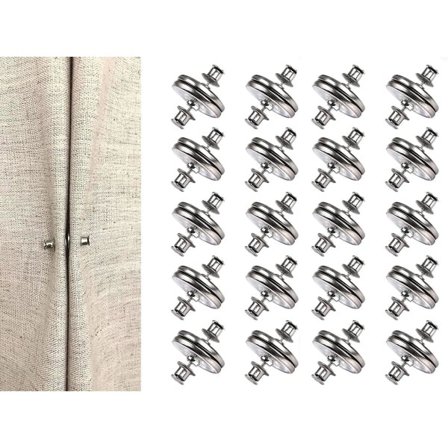 20 Par Gardiner Magneter Trykknapp Gardiner Vekt Magnetisk Knapp for å Forhindre Lyslekkasje Avtagbart Spenne 17mm