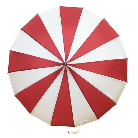Elegant långt handtag vindtät paraply sol regn användning 16 ribbor svart vit design pagodtyp
