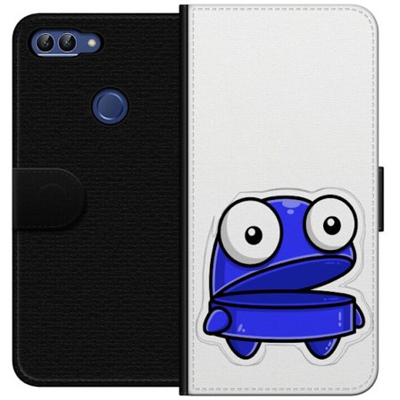 Kompatibel Tegnebogsetui til Huawei Huawei P smart Blå tegneseriefigur med åbent udtryk og store øjne i sjov illustration