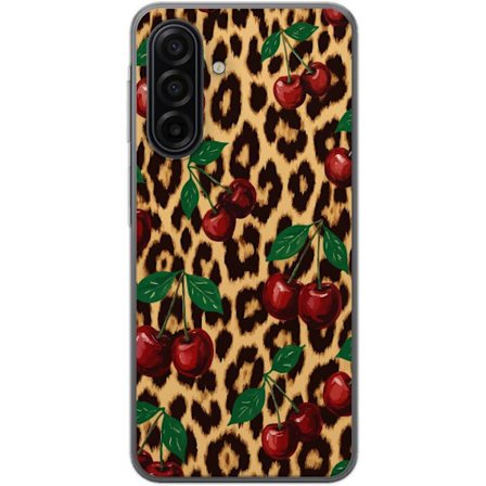 Kompatibelt Mobildeksel til Samsung Galaxy A17 5G Kirsebær leopard mønster kirsebær kjærlighet leopard bakgrunn retro rockabilly pinup stil design