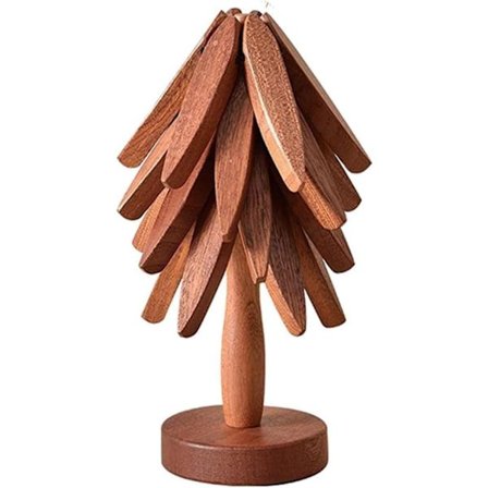 Bambusunderlag med isolering – Varmebestandig bordbeskyttelse med dekorativt trædesign | Bæredygtig beskyttelse til tallerkener, kopper og servering