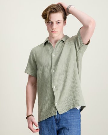 Jack & Jones JORNANTUCKET DOUBLE CLOTH SHIRT SS JNR Grön Skjortor Kille - Kids Brand Store