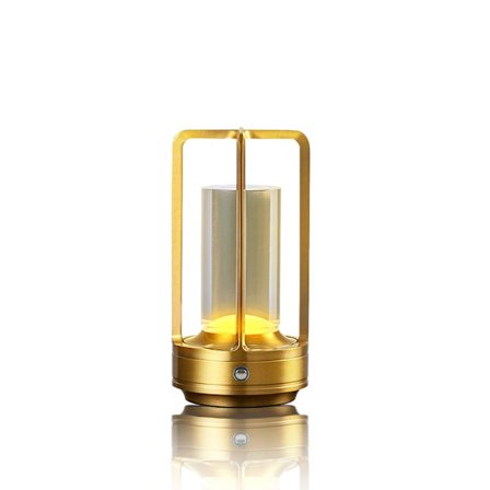 Bærbar metalbordlampe, 3-farvet berøringsstyring, genopladeligt batteri