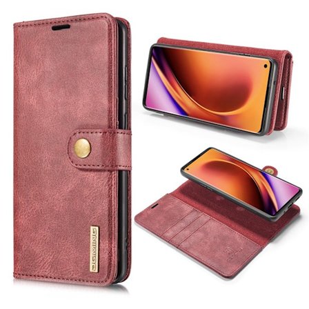 DG.MING OnePlus 8 Pro 2-in-1 Wallet Etui - Rød